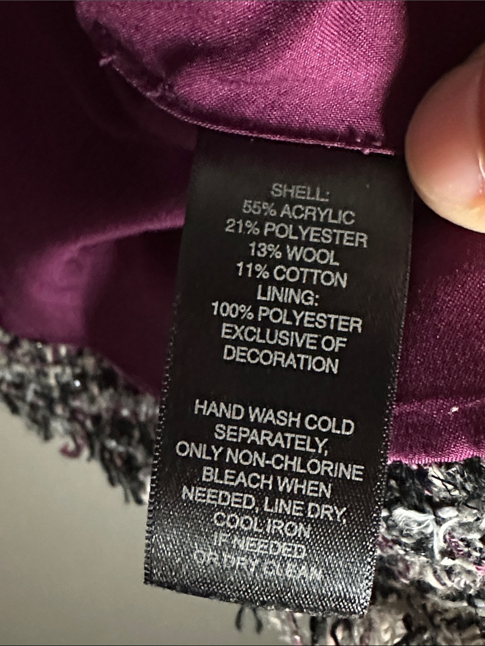 White House Black Market Black White and Plum Tweed Blazer - Picture 11 of 11
